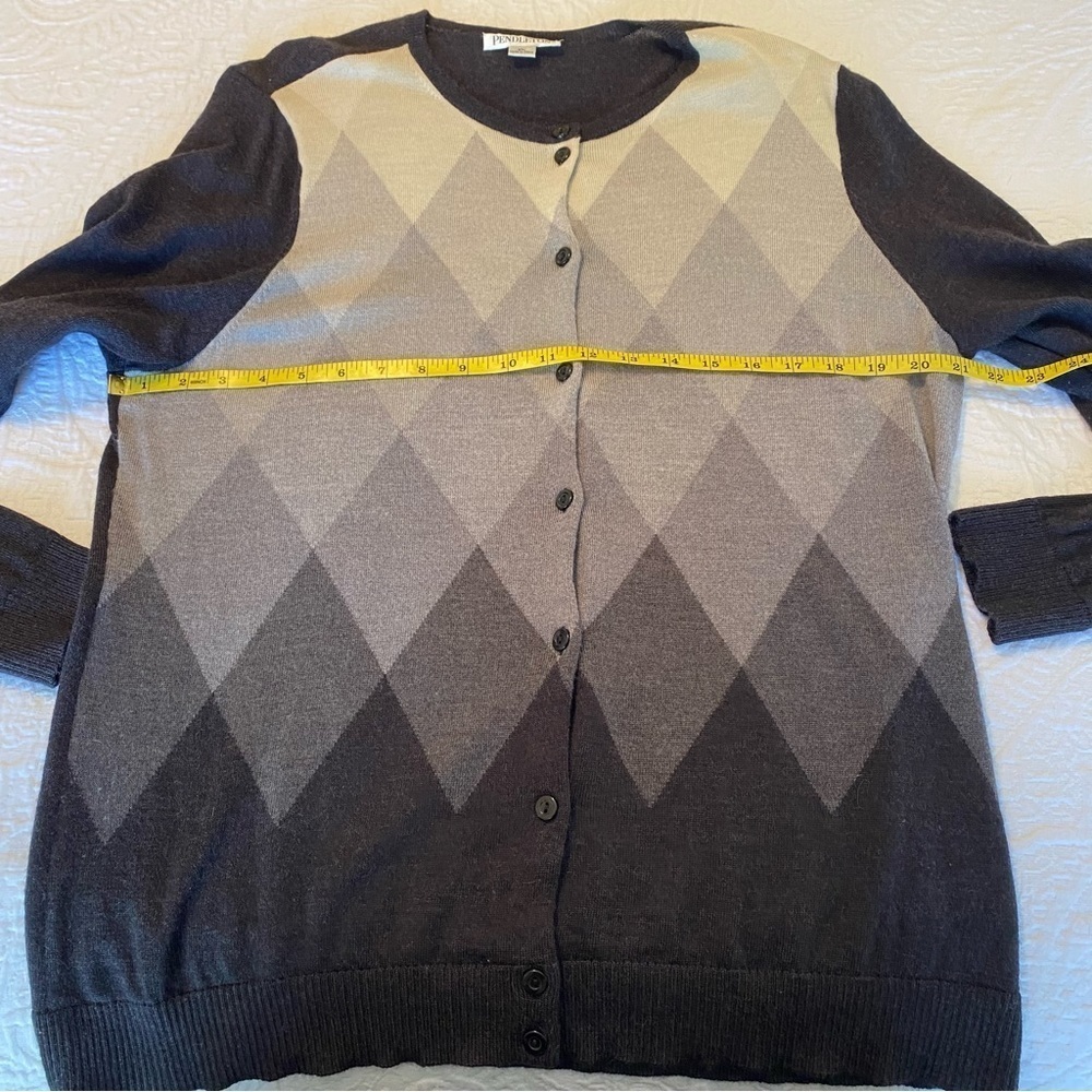 Pendleton 100% Wool Argyle Gray Button Front Card… - image 7